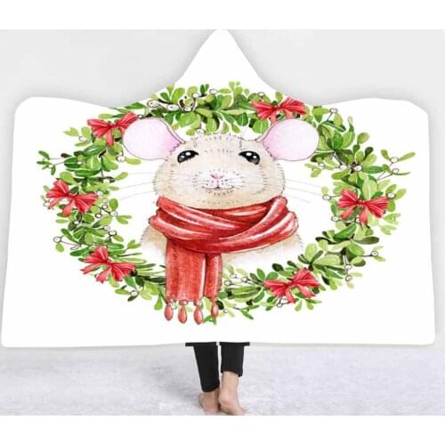 New Arrivals Hooded Blanket Cloak Thickened Double Plush Blanket 3D Digital Printing Hat Hat Blanket