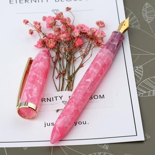 Moonman S1 Ice Pink Acrylic Resin Fountain Pen Iridium Extra Fine / Fine Nib 0.38 / 0.5mm Writing Ink Pen with Gift Box Set