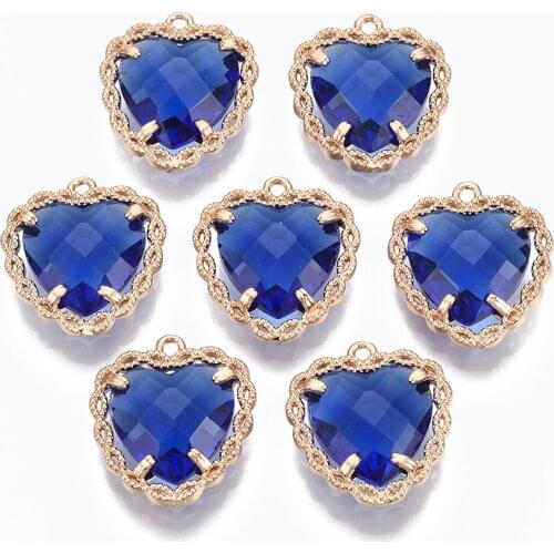 5pcs Glass Pendants Heart Shape Facted Earring Charms for DIY Bracelet Necklace Jewelry Making Supplies 18x16~17x5.5mm