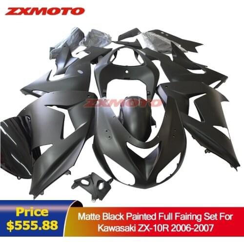 ZXMOTO Motorcycle Full Fairing Set Kit For Kawasaki ZX10R 2006 2007 10R 06 07 Bodywork Painted Matte Black ZXMT Plastics
