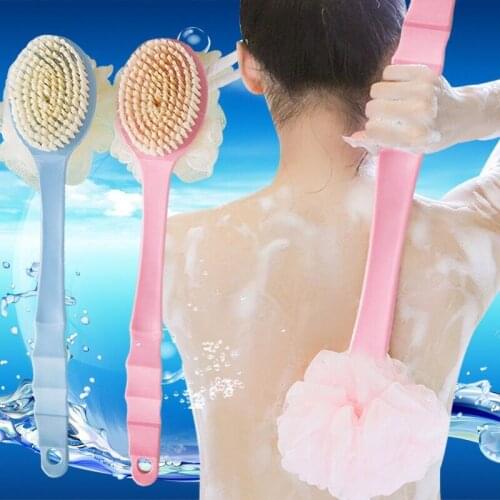 Long Handle Bath Gadget Back Adult and Children Fine Sand Loofah Dry Brushing Rub Back Silicone Bath Body Brush Bath Scrubber