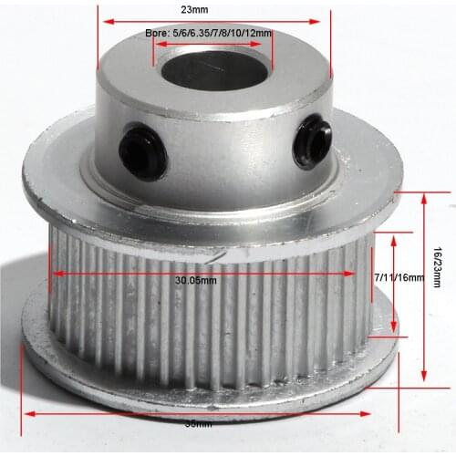 GT2 48T Timing Belt Pulley Bore 5/6/6.35/7/8/10/12mm 48Teeth Stepper Pulley Synchronous Pulley For Sewing Machine