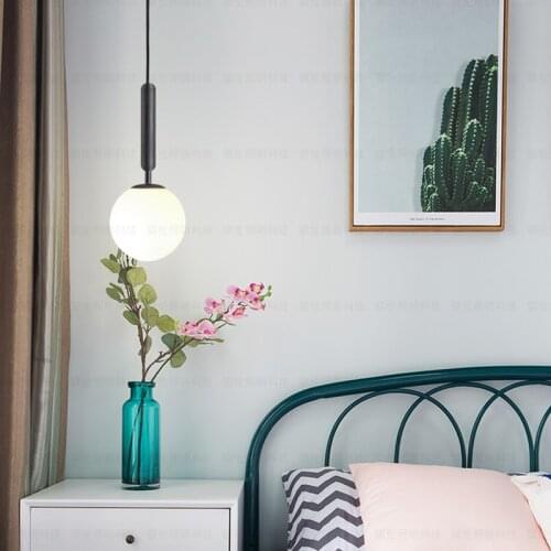 Modern Glass Ball Led Pendant Lamp Fixtures Bedside Gold Indoor Kitchen Hanging Lights Luminaire Dining Room Lighting Decoration