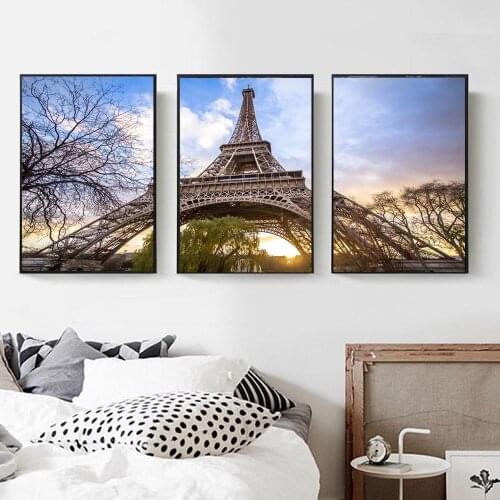 Modern Painting HD Printed Poster On Canvas 3 Panel TEiffel Tower Modular Picture Wall Art Home Decor Frame Living Room
