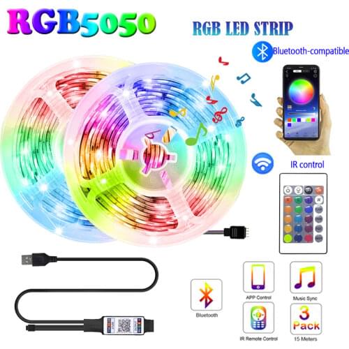 Led Strip Light 5050 DC USB for Room Bluetooth-compatible Remote Control Outdoor Lighting Waterproof Lamp Tape Led Wall Bedroom