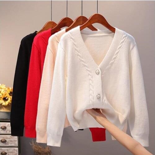 Sweater cardigan ladies jacket spring autumn new Korean version V-neck loose and versatile short knit sweater coat women s603