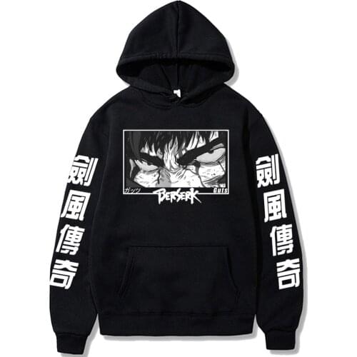 Berserk Print Hoodies Casual Anime Harajuku Guts Loog Sleeve Autumn Winter Street Style Anime Cool Eyes Print Hoodie Sweater
