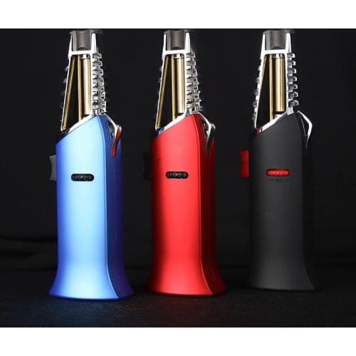 Turbine Straight Butane Lighter Metal Windproof 1300C Lighter Kitchen Outdoor Barbecue Gift for Men Cigar Accessories