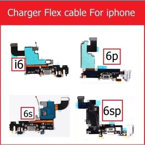 USB Charger Connector Flex Cable For iPhone 6 6S Plus USB Charging Port Dock Connector With Mic Headphone Audio Jack Flex Cable
