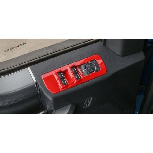 Yimaautotrims Inner Armrest Window Glass Lift Button Cover Trim Fit For Ford F150 2015 2016 2017 2018 ABS Interior Mouldings