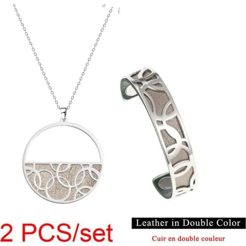 Legenstar Argent Bracelets & Bangles Necklace Set For Women Bijoux Stainless Steel Bracelet Manchette Interchangeable Leather
