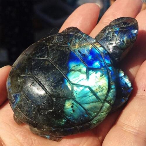 1pcs Beautiful crystal carving natural quartz hand-carved labrador stone carving animal little turtle.Moonstone Christmas gift