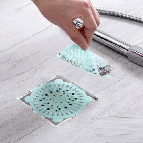 1pc Disposable Bathroom Sewer Outfall Sink Drain Hair Strainer Stopper Filter Sticker Kitchen Supplies Anti-Blocking Strainer