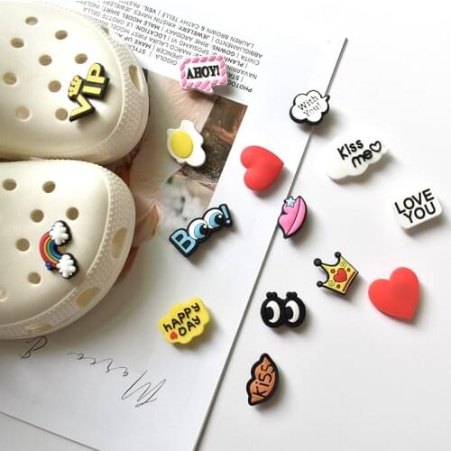 1pc Pvc Shoe Love Rainbow Vip Shoe Buckle Decoration Kids Party Gift For Crocs Decoration Badges On Crocs Lace Decoration