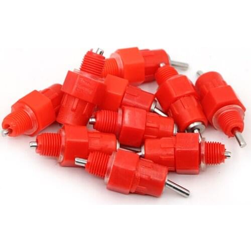 10 Pcs Chicken Waterer Feeding 360 Angle Chicken Turkey Duck Quail Feeder Water Supplier Red Nipple Drinker