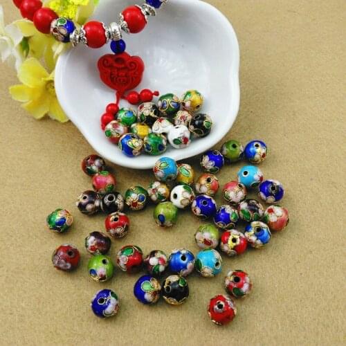 12MM Cloisonne Diy Bracelet with Gold Enamel Shredded Beads