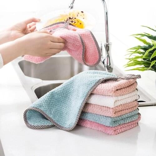 2/4pcs Strong Absorbent Clean Cloth Home Kitchen Cleaning Wiping Rag Dish Towel Household Sink Wipe Coral Fleece Clean Towels