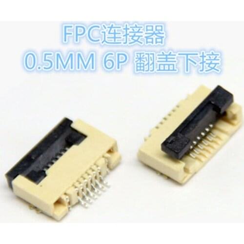 20pcs FFC/FPC connector 0.5MM pitch 6P Flip lower connector Flat cable connector Socket 6PIN