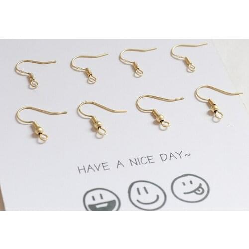 20pcs Asian gold with beads spring Ear Hook Earrings Accessories Ear Pin DIY Handmade Earring Jewelry Making Findings