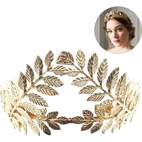 2020 New Elegant Baroque Gold Metal Leaves Hairband Headpiece Crown Tiaras with Forehead jewelry Bridal Wedding Hair Accessories