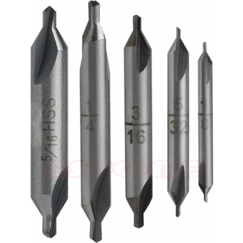 5Pcs/lot HSS Center 60 degrees Spotting Drill Bits Combined Countersink High Speed Tool