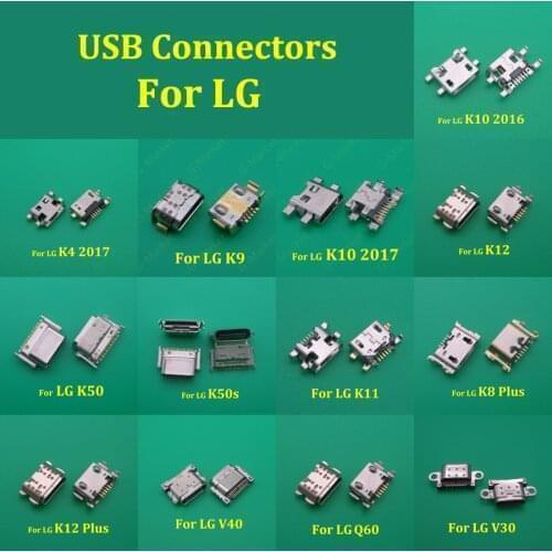 50pcs/Lot, USB Charger Jack Connector Socket Charging Port Plug For LG K4 K9 K11 K10 2017 2016 K8 K12 Plus V30 V40 Q60 K50 K50s
