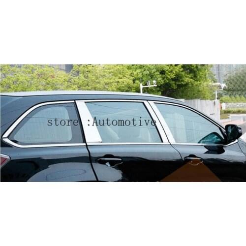 6pcs/Set Stainless Steel window decoration strip trim sticker cover For Toyota Highlander 2015 2016 2017