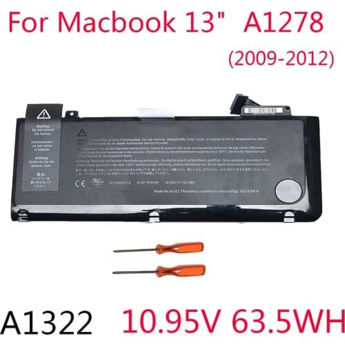 A1278 A1322 New Battery For Apple Macbook Pro 13 Inch 2009 2010 2011 2012Year MC374 MD313 MD101 MD314 MC724 MB990 MB991 MC700