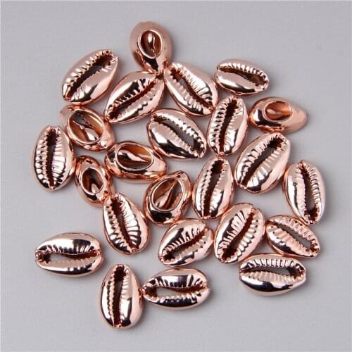 Plating Rose Gold Color Natural Seashell Cowrie Conch Beads Charms for Women Necklace Bracelet Jewelry Making Accessories 30pcs