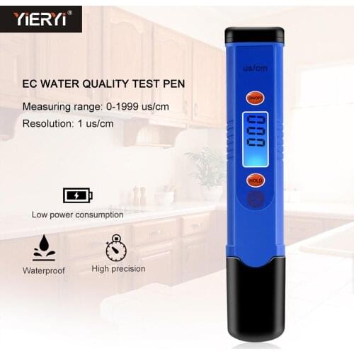 Yieryi Digital Water Quality Tester High Accuracy Conductivity Pen Meter 0~1999uS/cm with Datahold and ATC function EC Meter