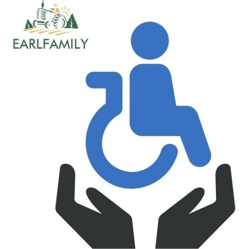 EARLFAMILY 13cm x 10.3cm for Disabled Sign Vinyl Car Stickers Surfboard Motorcycle Decal Personality Refrigerator Decoration