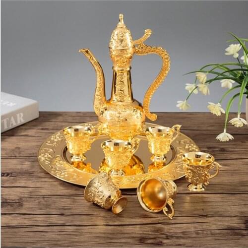 Europe Gold/sliver plated metal Wine Set Tea set metal wine barware set for home/bar/dining decorative decanter JJ068