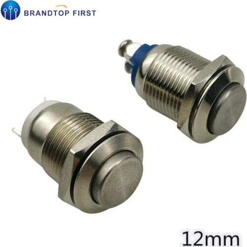 12mm Metal Push Button Switch Waterproof Self-reset Momentary 1NO high head