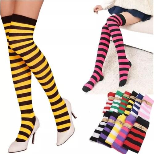 High Kid Girls Women Thigh High OVER KNEE Stockings Long Cotton Stockings Girls Tights Striped Stockings Cotton Clothes