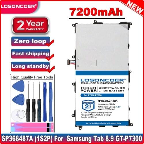 Good Quality Battery 7200mAh SP368487A (1S2P) Tablet Battery for Samsung Galaxy Tab 8.9 GT-P7300 P7310 P7320 Battery +Free Tools