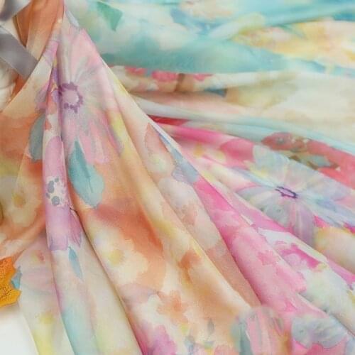 Quality soft 30D printed chiffon fabric Chinese style cloth artificial Silk scarf ancient costume Hanfu skirt clothing fabric