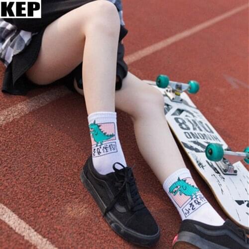 KEP New Fashion Harajuku Streetwear Cute Animal Dinosaur Socks for Women Ladies Funny Japan Kawaii Women Socks Gift Dropshipping