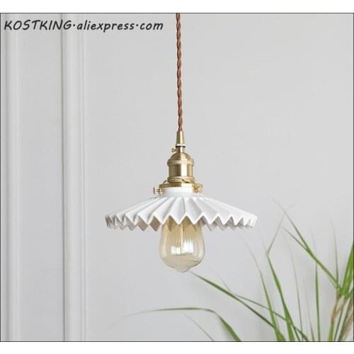 KOSTKING Nordic Ceramic pendant lamps Japanese Ceramic lamp Ceramic wall lamp chandelier for dining bar bed bed living room