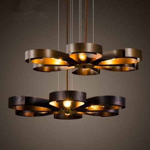 Loft creative American country Retro industrial chandelier bar Coffee restaurant 6 heads flower shape wrought iron chandelier