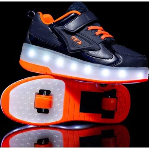 Roller Skate Shoes for Kids Boys Girls LED Lighted Wheels Sneakers with Double Wheels Children Boy Girl Glowing Roller Sneakers