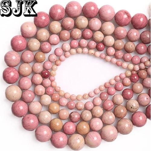 Natural GEM Stone Rhodonite Round Loose Beads 4 6 8 10 12 MM For Jewelry Making DIY Bracelet Necklace Earring Free Shipping