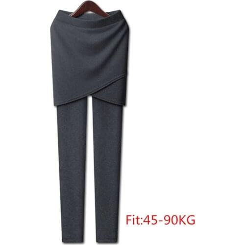 Spring Autumn Women Leggings Plus Size Big Sizes Large Asymmetry Legging Fake Two Pants Skirt Black Grey Leggins