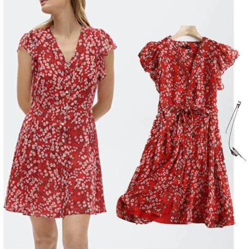 Jenny&Dave Party Mini Dress Vintage Bohemian Summer Women Vestidos England Style Fashion Elegant Floral Print Cascading Tops