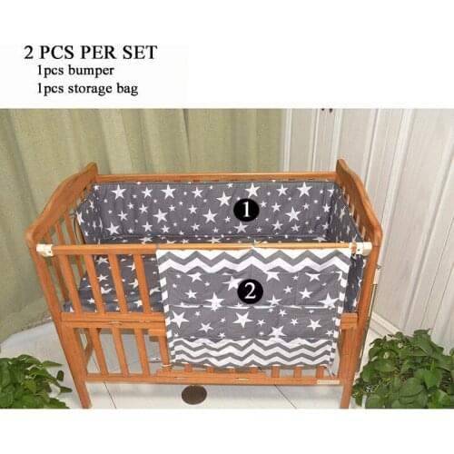 Baby Multi-Function Bed Bumper Crib Bumper Cartoon Print Crib Accessories Baby Stuff Hanging Storage Bag for Newborn Cribs