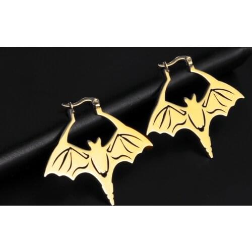 Teamer Fashion Animal Bat Earrings Stainless Steel Earrings for Women Cool Punk Gothic Jewelry Party Gifts Gold Silver Color