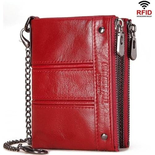 2021 Fashion Womens Wallet Luxury Brand Cow Leather Small Coin Purse Slim Wallets RFID Portomonee Lady Quality Money Bag