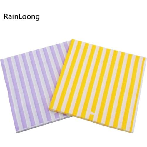 Virgin Wood Pulp Material Striped Paper Napkin Para Festas & Party Tissue Napkin Cartoon Guardanapo 33cm*33cm 1 pack