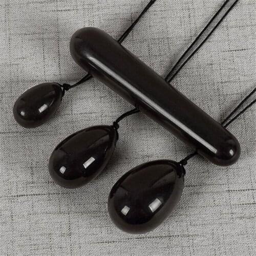 Natural obsidian massage 4 pieces set yushi egg massage stick women beauty repair health wholesale