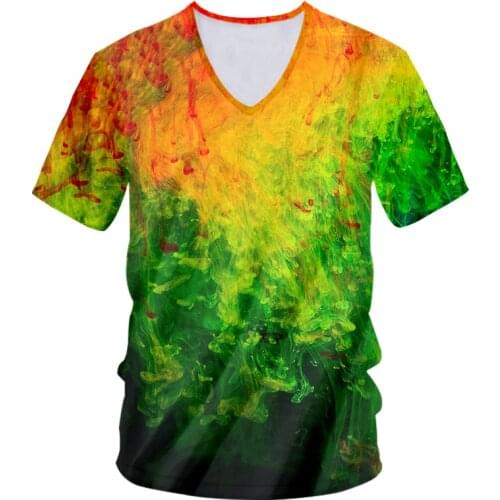 IFPD EU Size New Fashion V Neck T-shirt 3d Printed Hot Sale Colorful Smoke Cool Tshirt Unisex Man/womans Short Sleeve Tees Tops