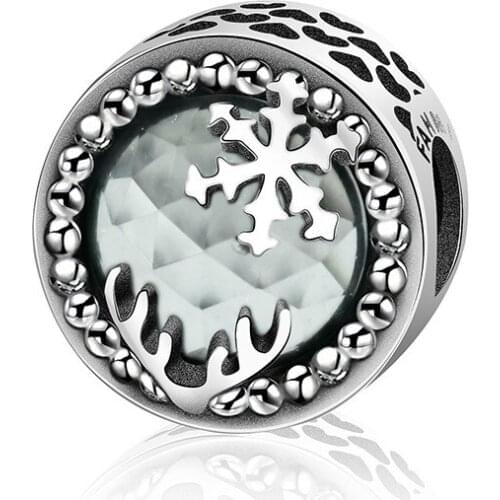2018 New Arrivals Hot Sale 100% 925 Sterling Silver Snowflake Dazzling CZ Charms Fit Original Design Christmas Gift 11001-11020